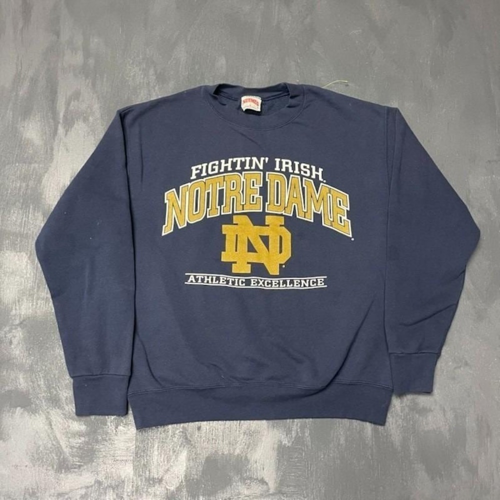 Vintage Notre Dame Fighting Irish Sweatshirt Men Medium Blue 1990s Nutmeg